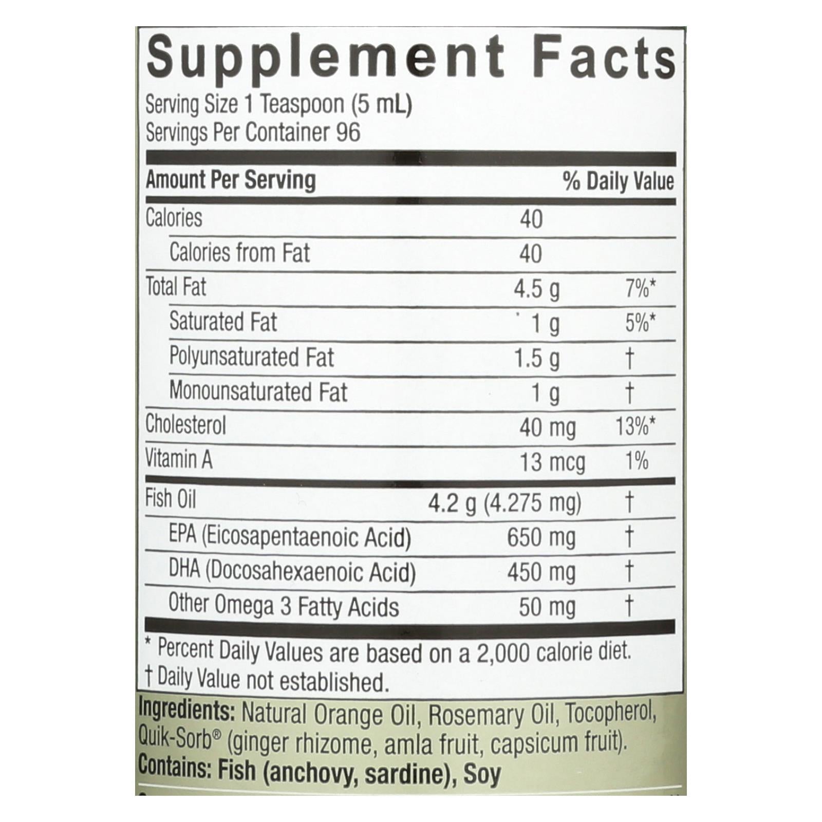 Nature's Answer - Aceite de pescado Omega-3, 16 onzas líquidas.