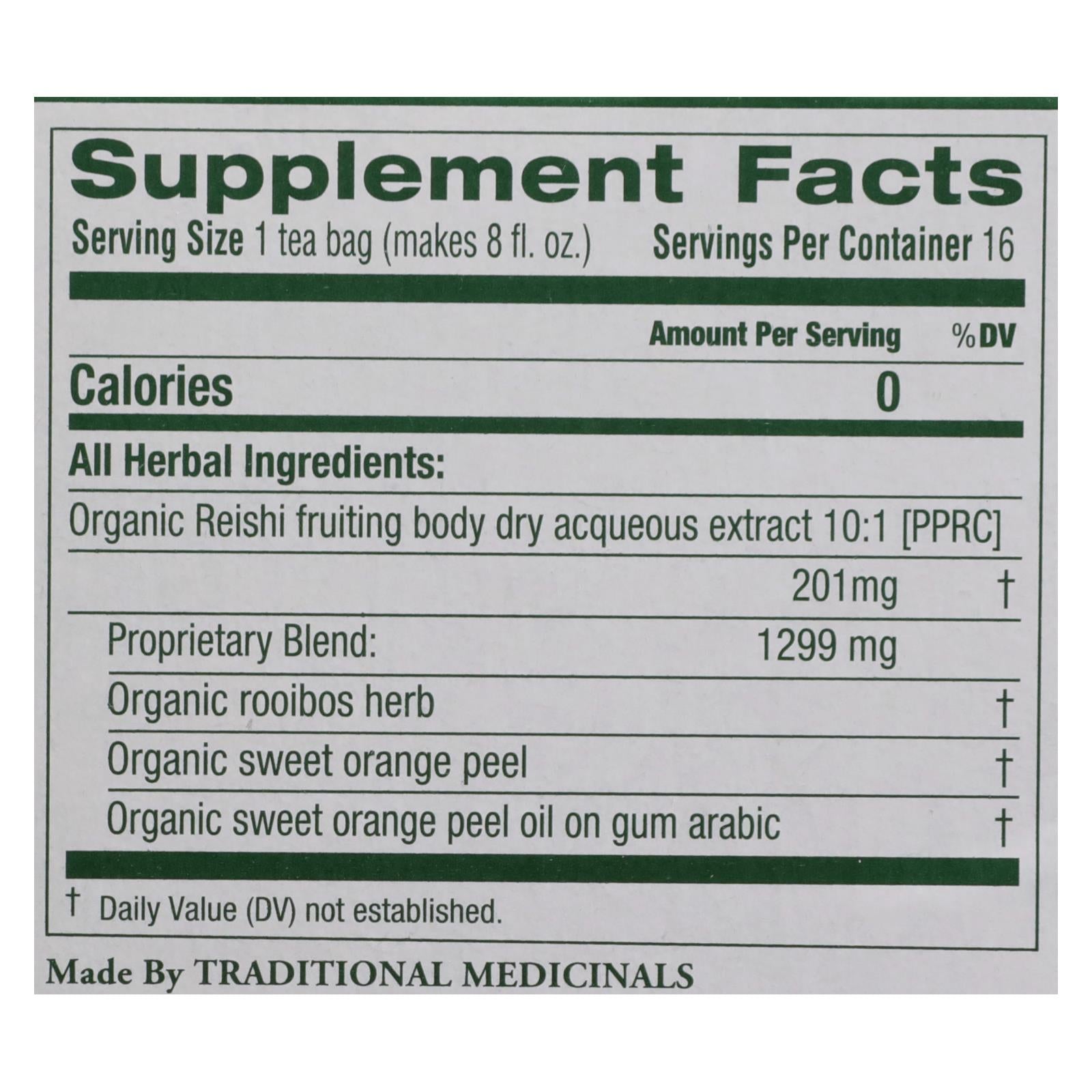 Té de hierbas orgánico de hongo reishi de Traditional Medicinals, para aliviar el estrés, 16 bolsitas (paquete de 6)