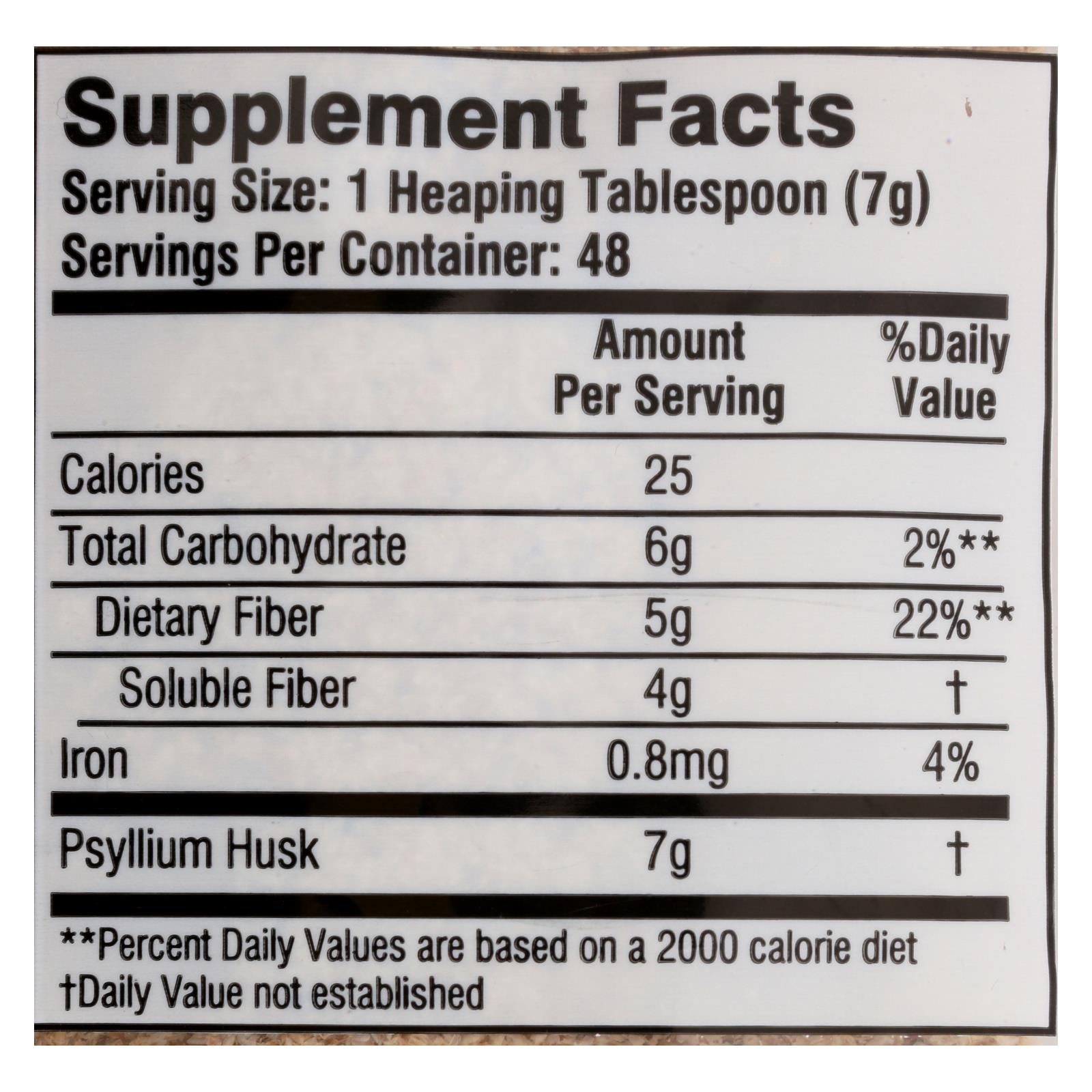 Suplemento de cáscara de psyllium puro Health Plus, 12 oz.