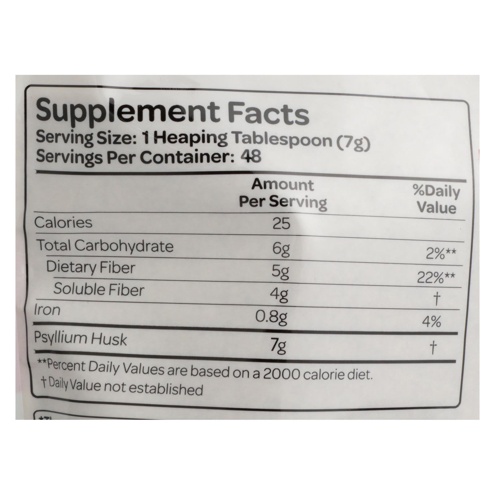 Suplemento de cáscara de psyllium puro Health Plus, 12 oz.