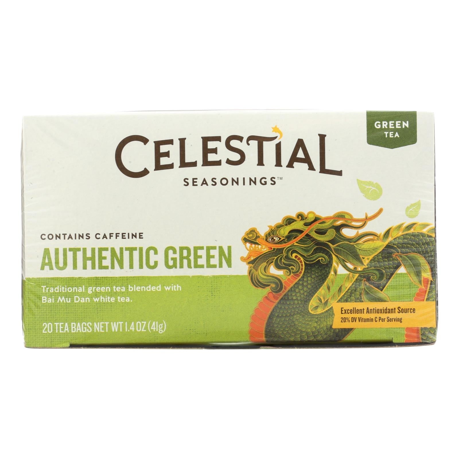 Té verde auténtico Celestial Seasonings, paquete de 6 cajas de 20 unidades 