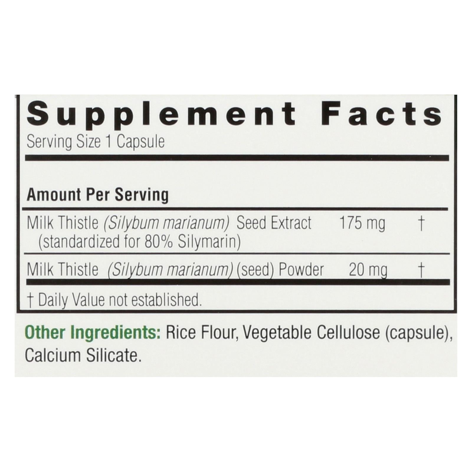 Extracto de semilla de cardo mariano de Nature's Answer: Favorece la salud hepática - 120 cápsulas vegetarianas