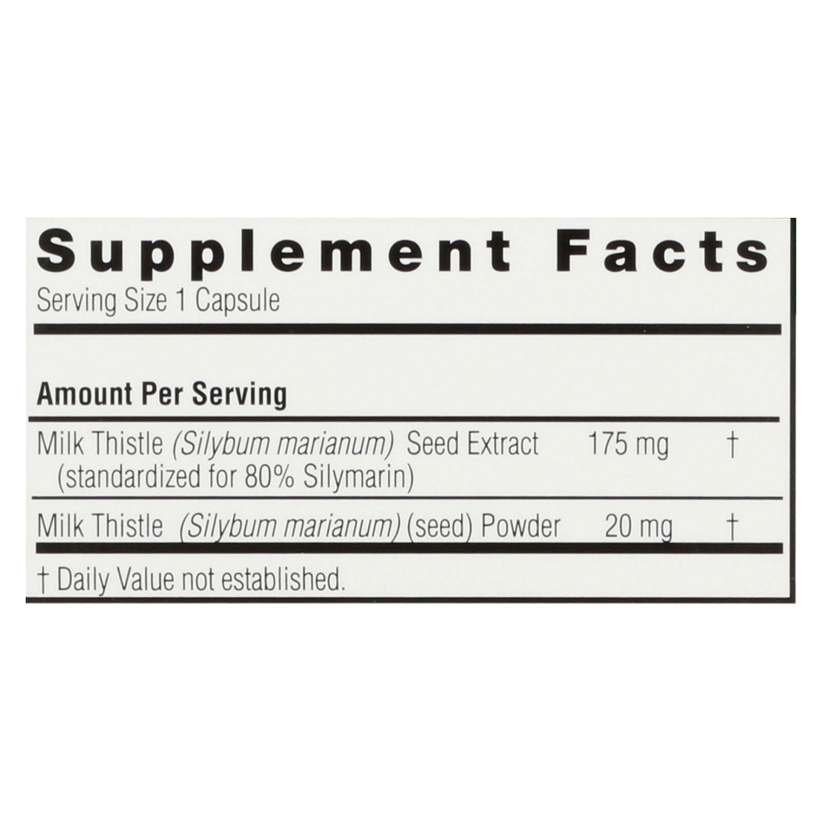 Extracto de semilla de cardo mariano de Nature's Answer: Favorece la salud hepática - 120 cápsulas vegetarianas