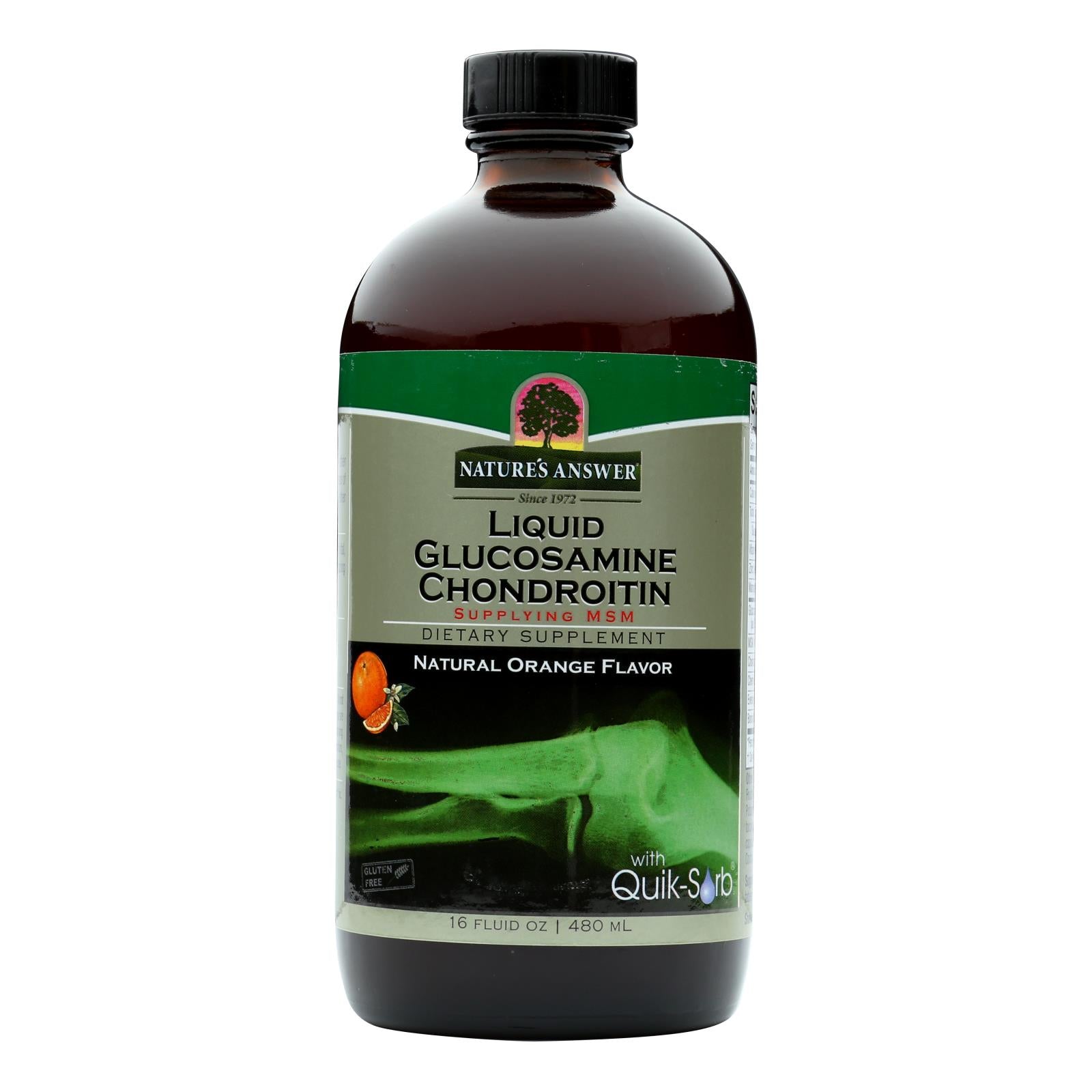 Glucosamina y condroitina Nature's Answer con MSM para el alivio de las articulaciones - 16 oz