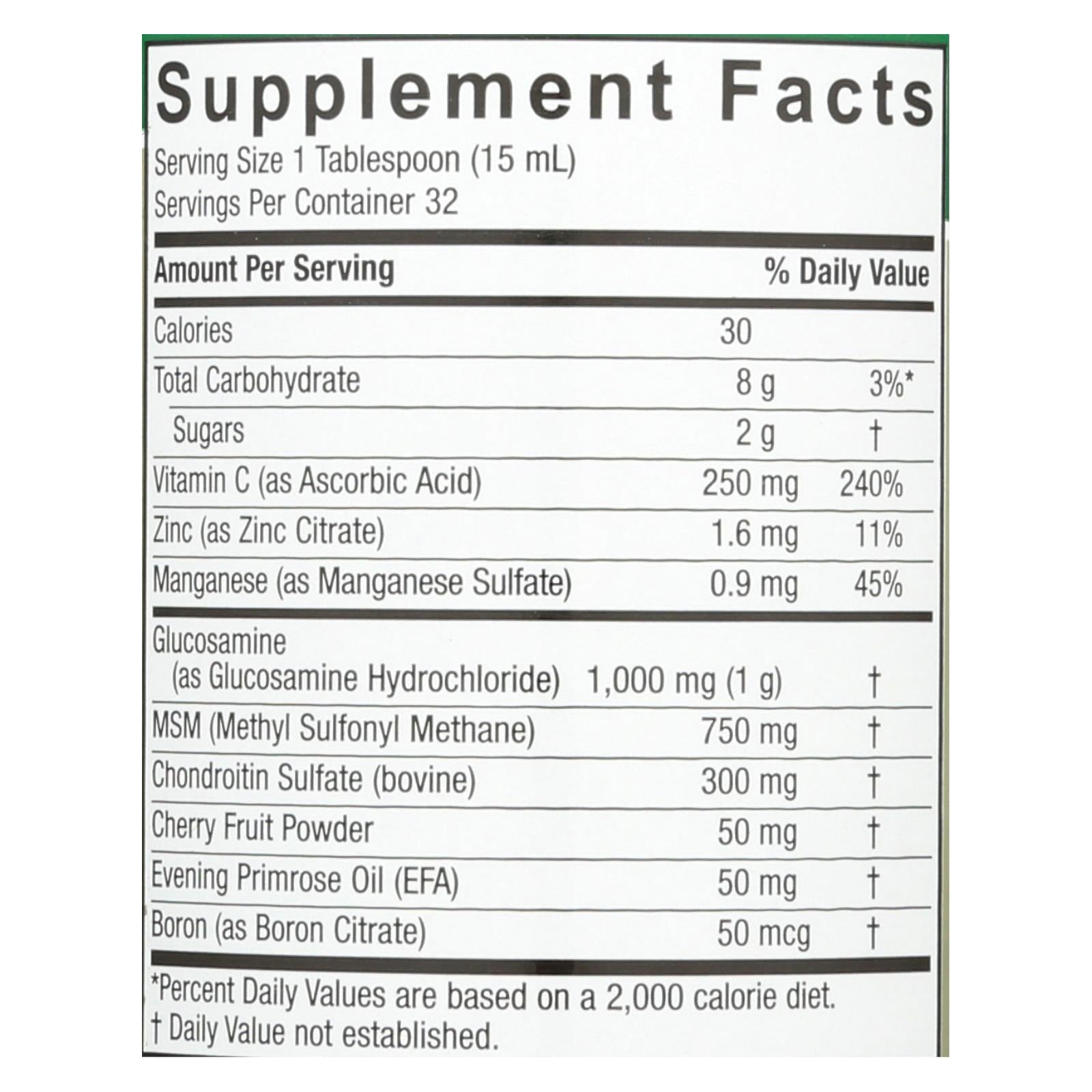 Glucosamina y condroitina Nature's Answer con MSM para el alivio de las articulaciones - 16 oz