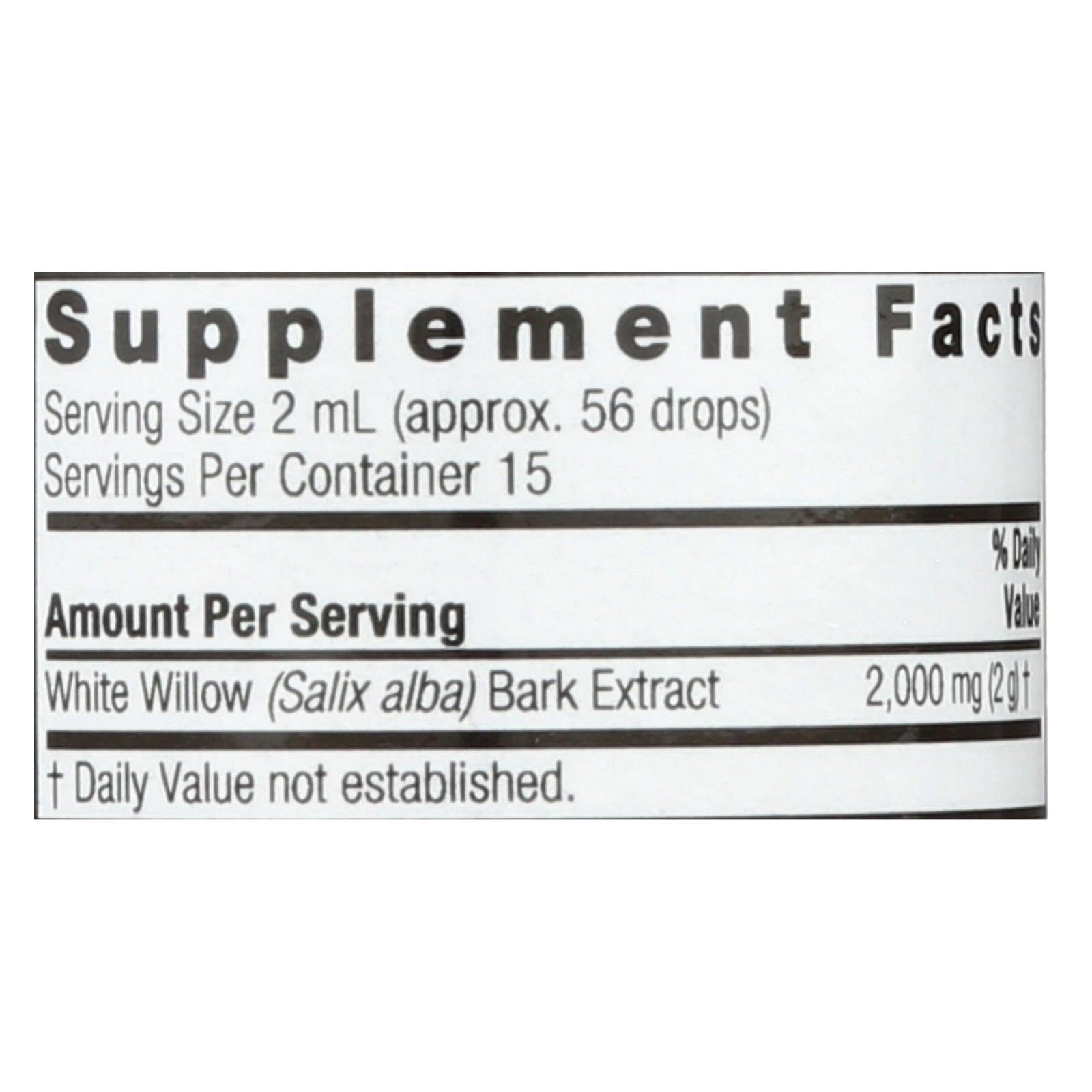 Extracto líquido sin alcohol de corteza de sauce blanco de Nature's Answer, alivio del dolor, 30 ml 