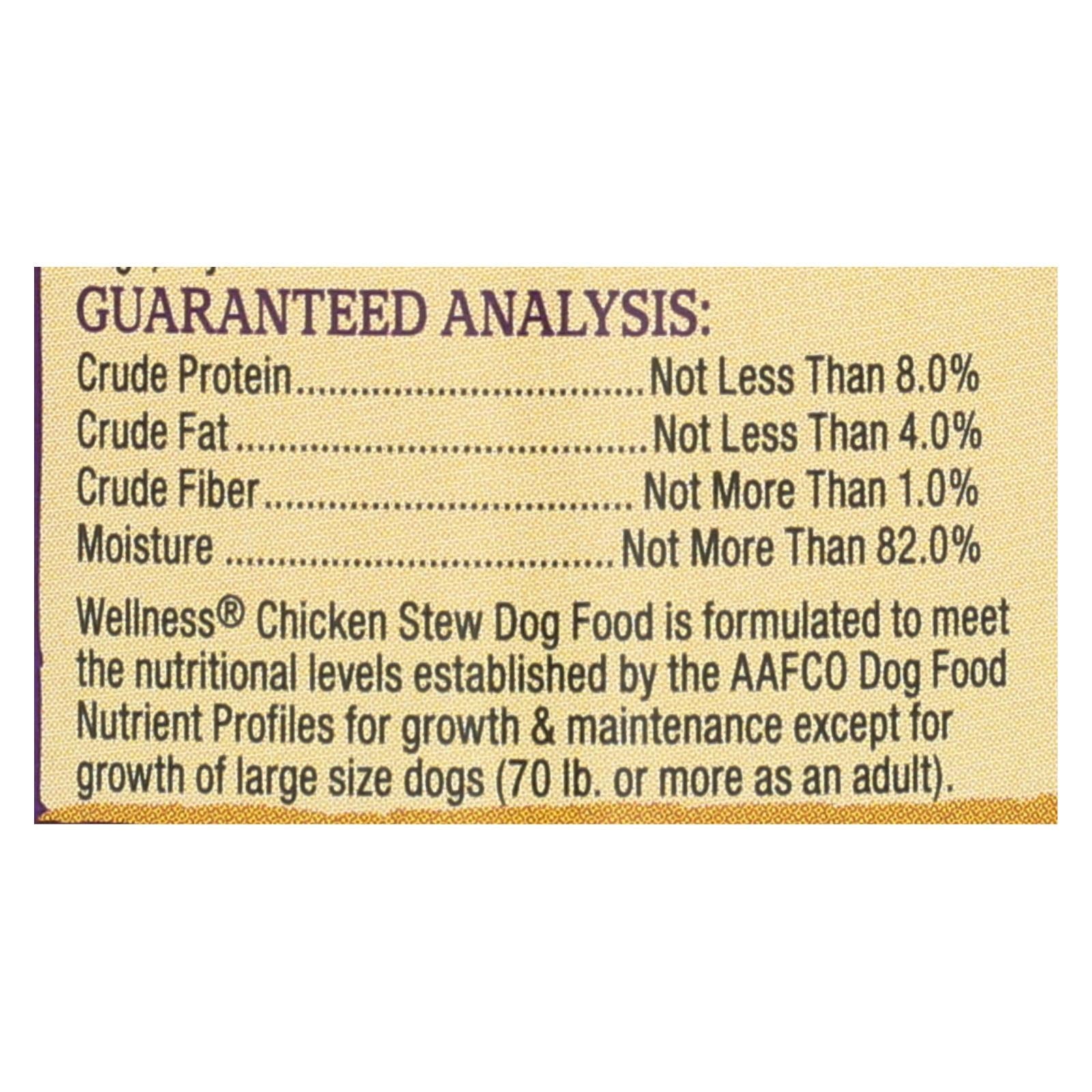 Alimento para perros Wellness Pet Products - Pollo con guisantes y zanahorias (paquete de 12) - 12,5 oz.