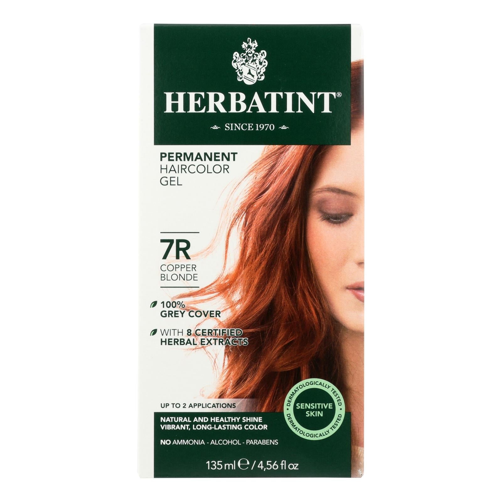 Tinte permanente en gel a base de hierbas Herbatint 7R Rubio Cobrizo (135 ml)