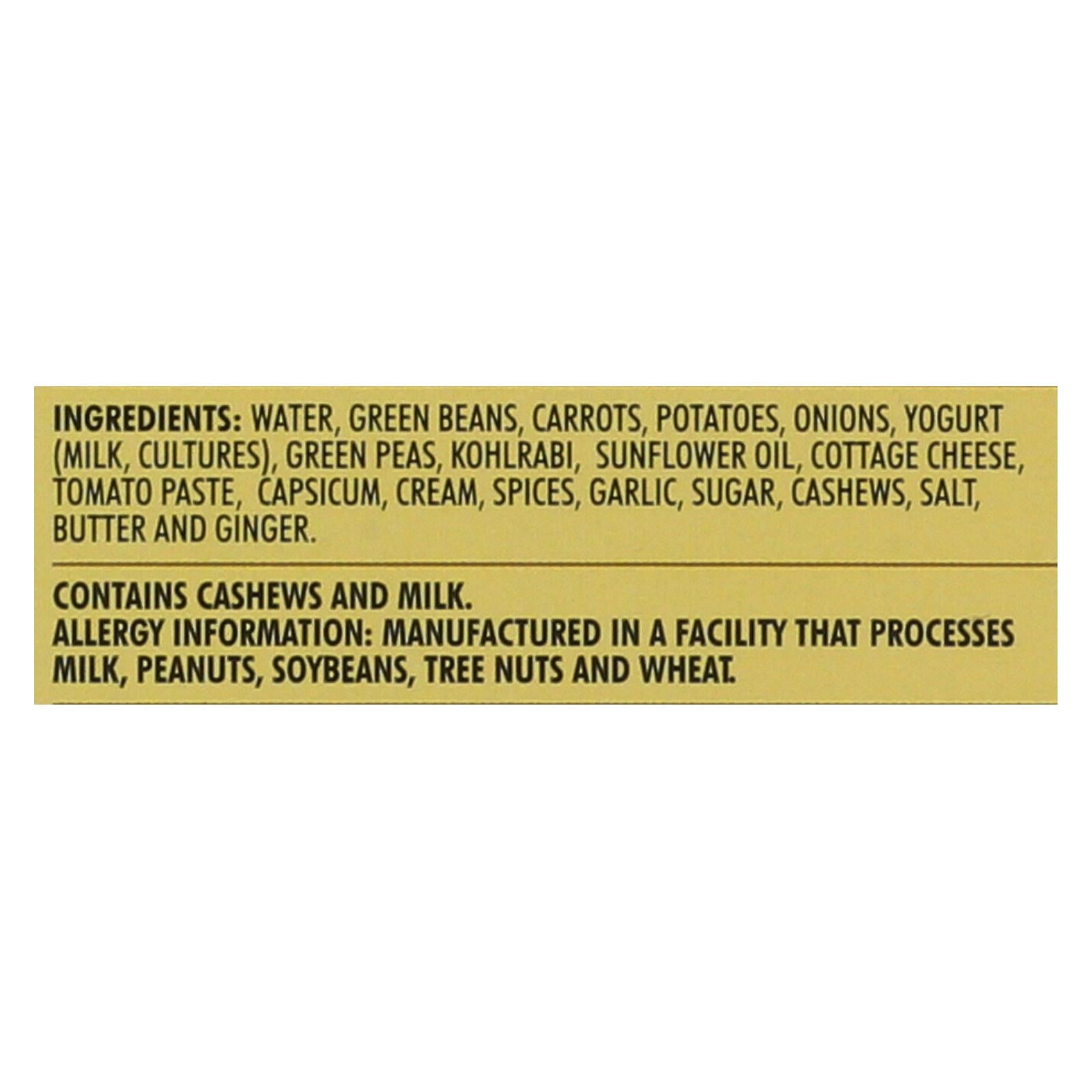 Kitchen Of India Dinner - Mixed Vegetable Curry with Paneer Navratan Korma - 10 Oz (Pack of 6)