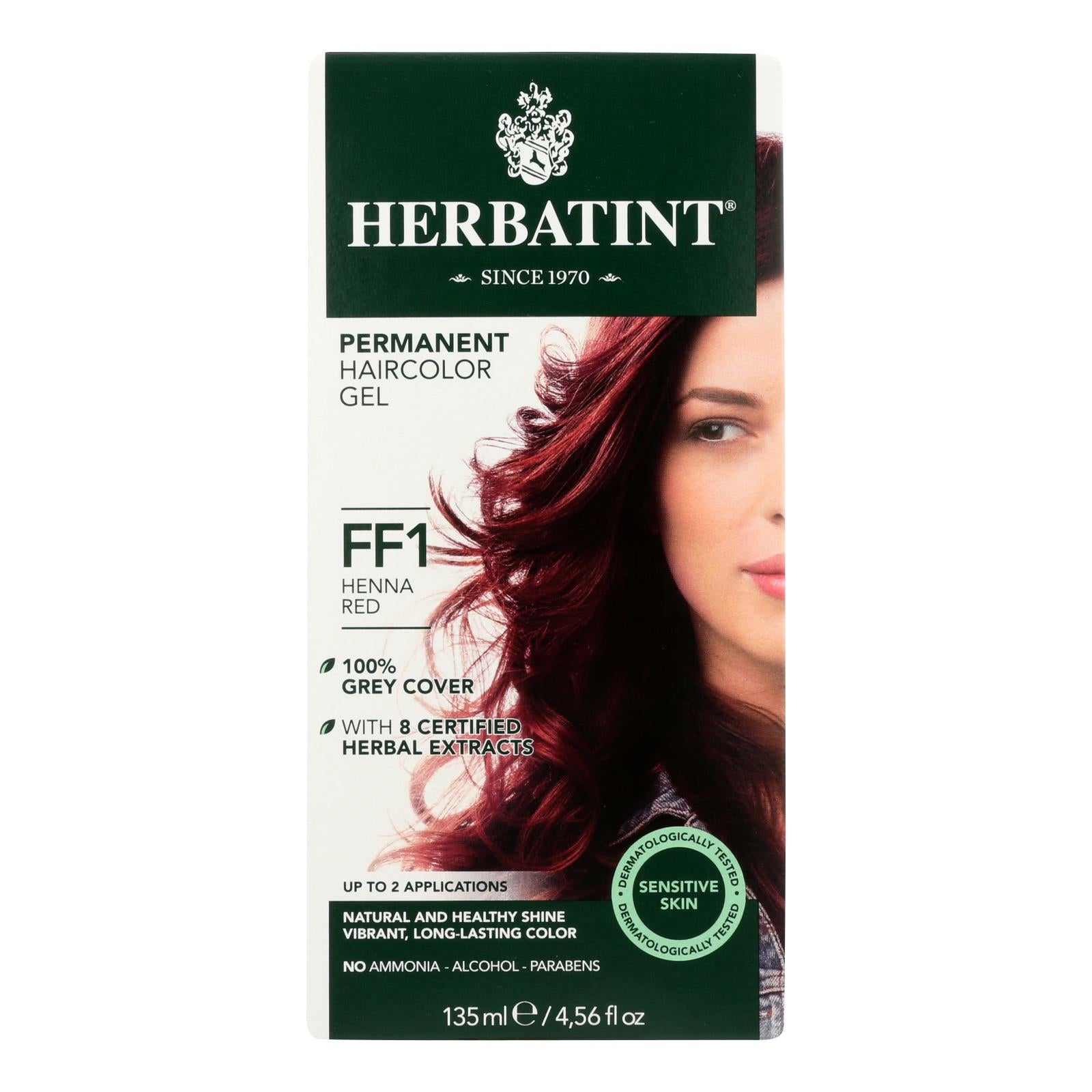 Kit de coloración capilar Herbatint Flash Fashion Henna Red FF1: sin amoníaco, vegano y sin crueldad animal.