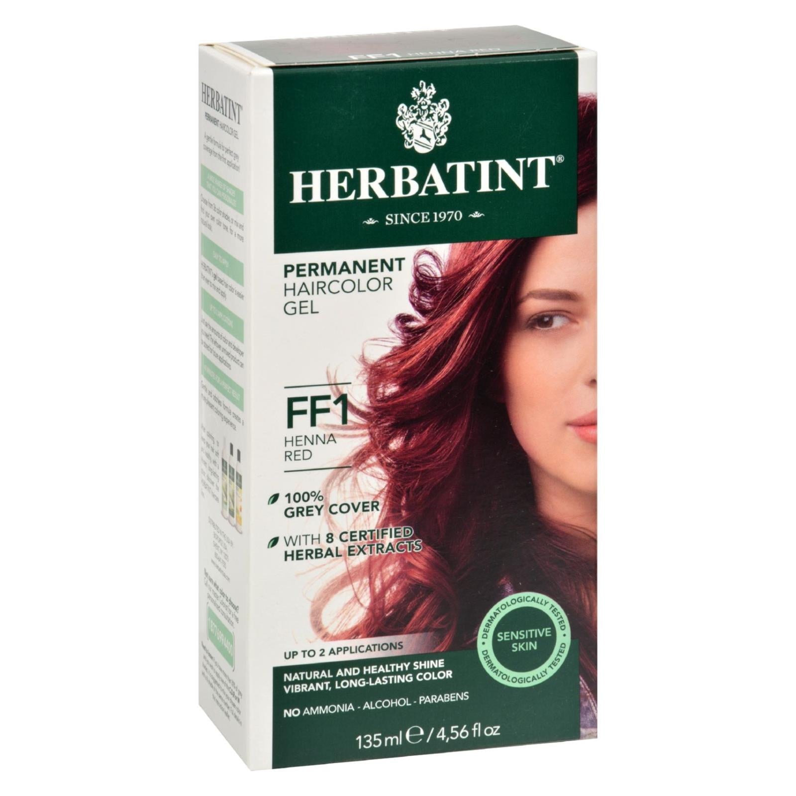 Kit de coloración capilar Herbatint Flash Fashion Henna Red FF1: sin amoníaco, vegano y sin crueldad animal.