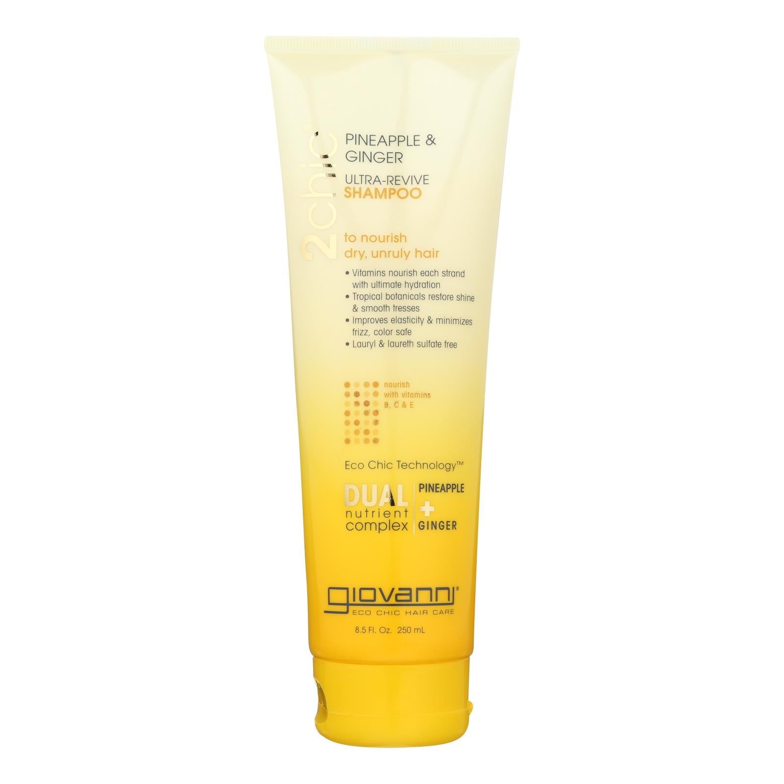 Champú suave Giovanni 2chic de piña y jengibre para un cabello saludable - 8.5 oz.