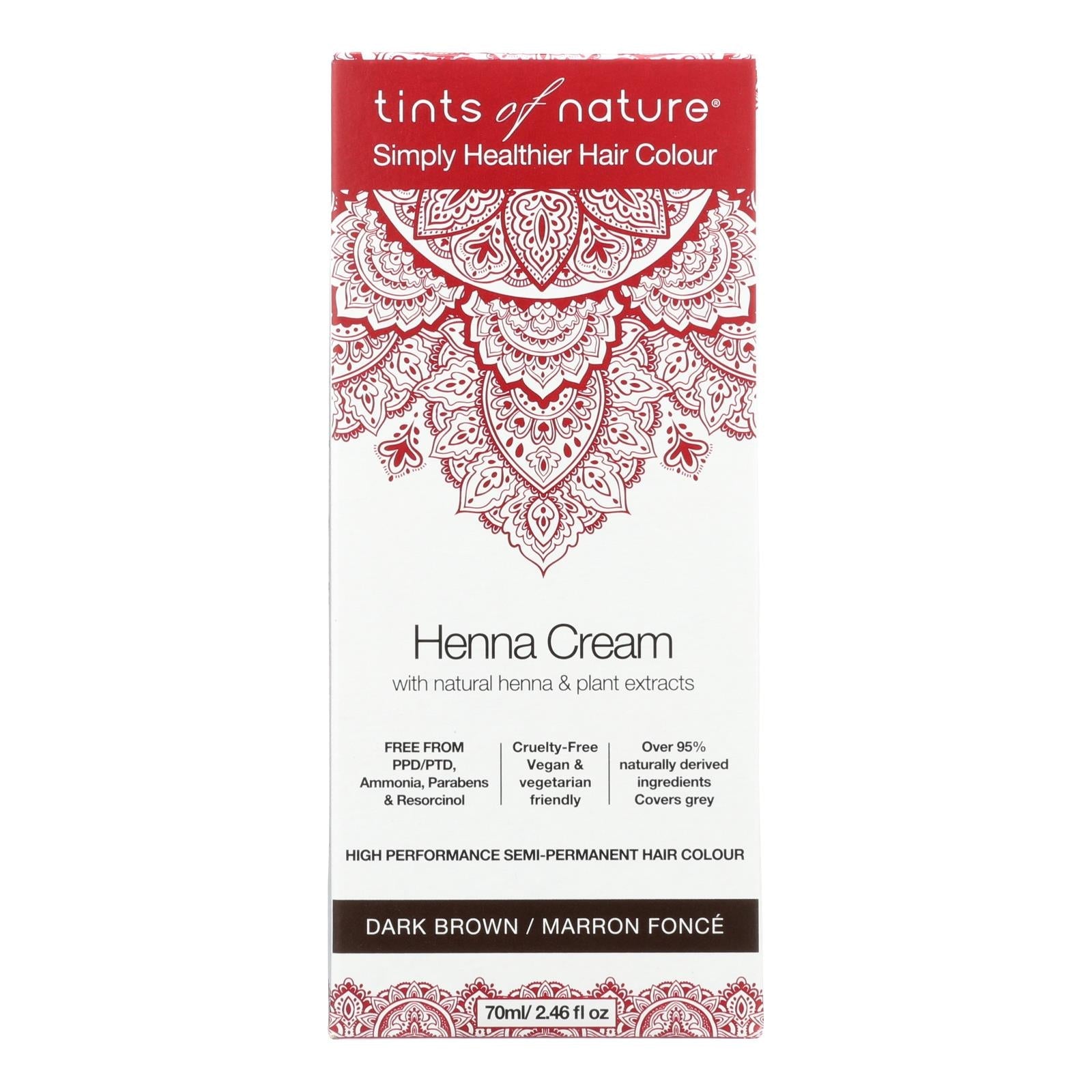 Crema de henna Tints Of Natura color marrón oscuro - 70 ml