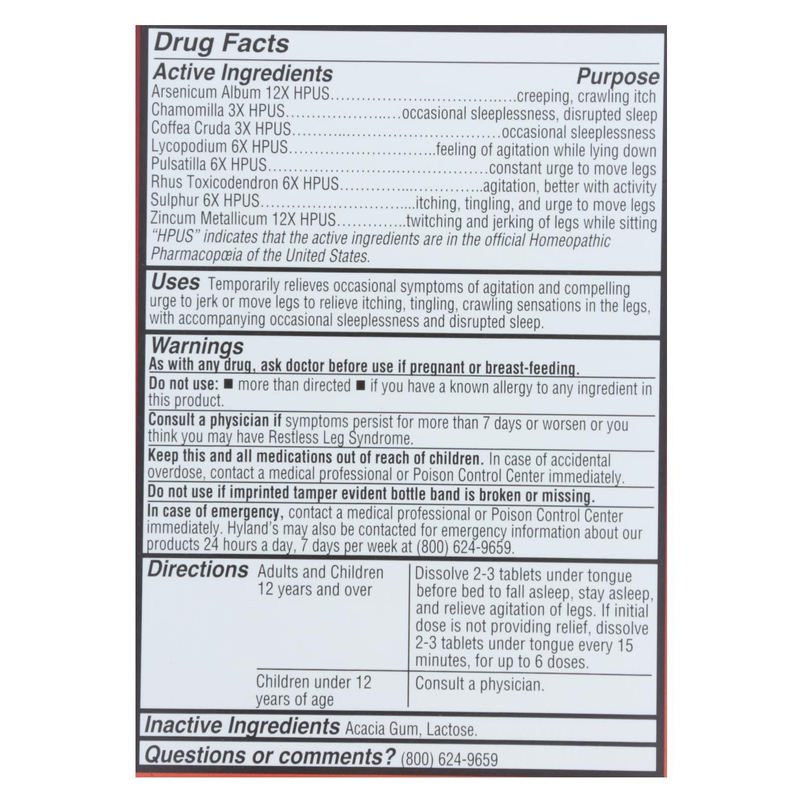 Hyland's Homeopathic Restful Legs PM: Relief for Restless Legs at Night (50 Tablets)