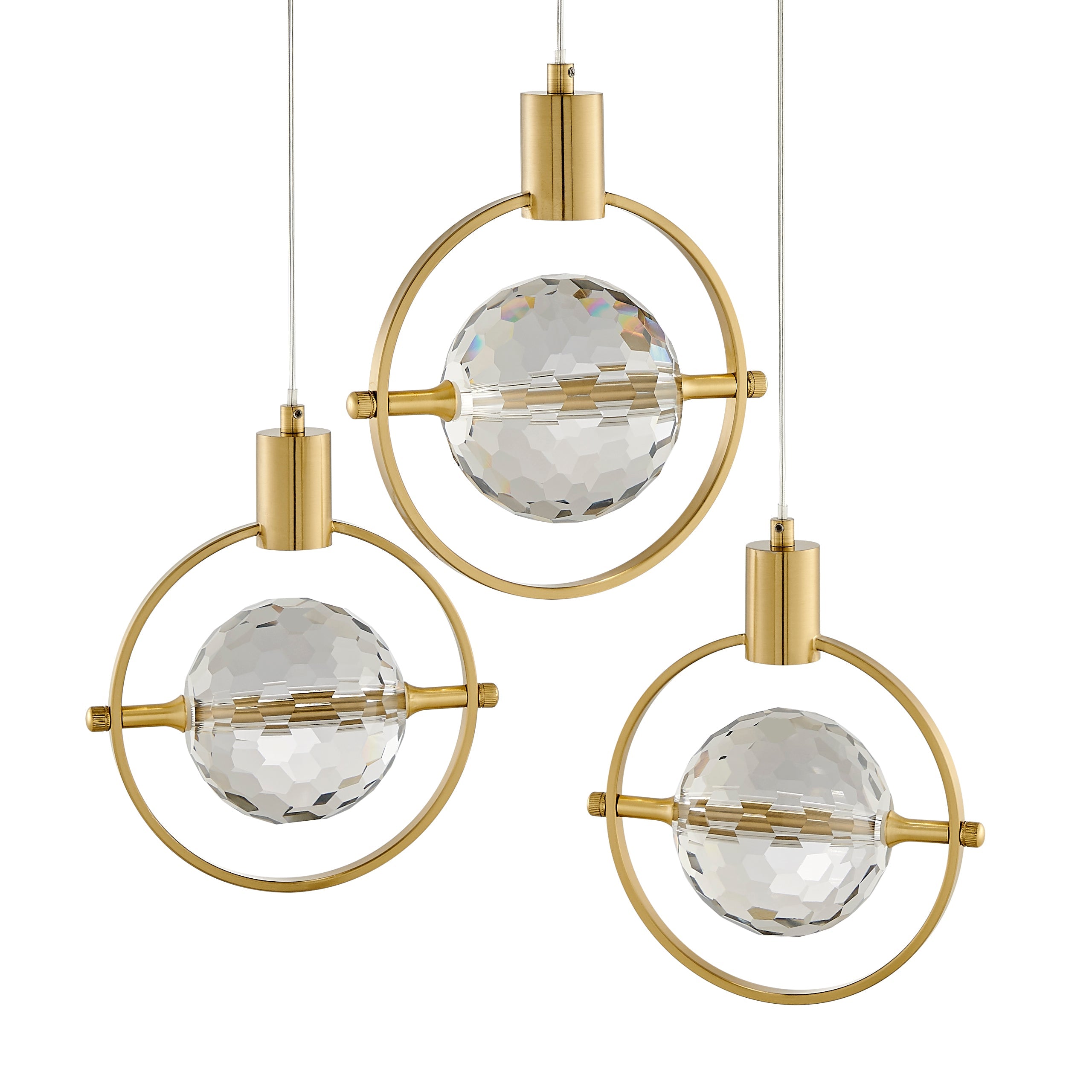 Lámpara colgante Hollywood Circle de 3 luces // dorada