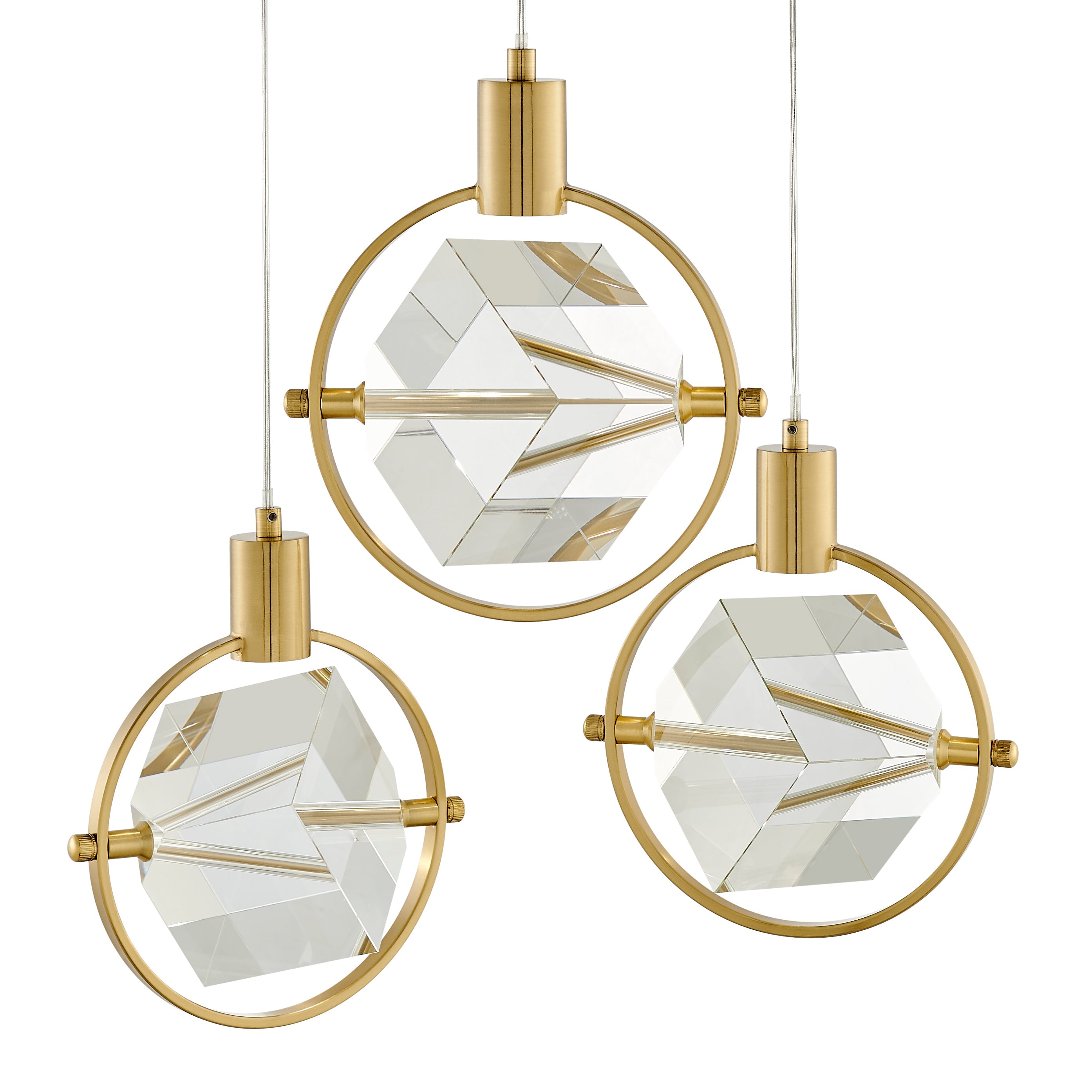 Lámpara colgante Hollywood Cube de 3 luces // Oro