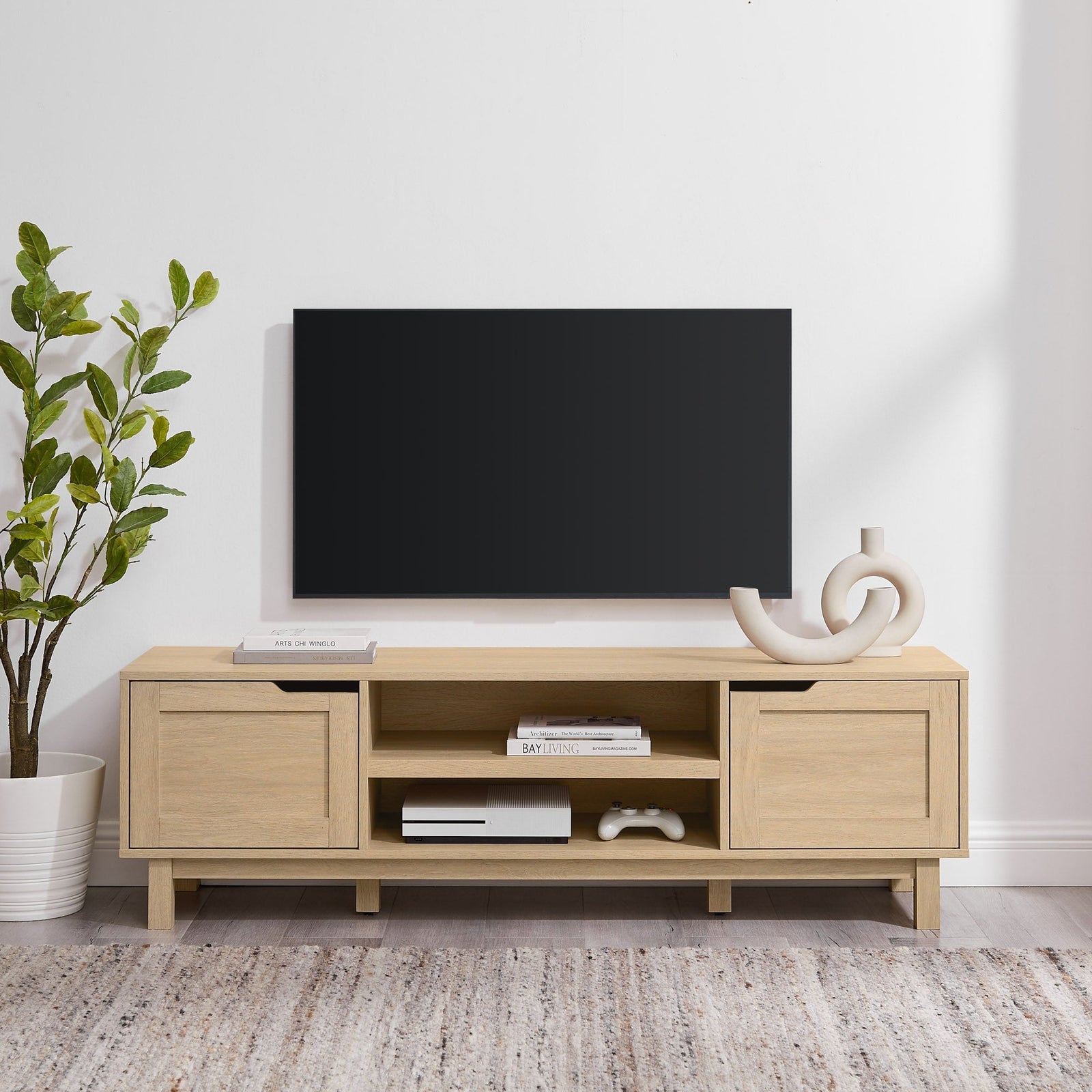 Mueble de TV moderno Tromso de 2 puertas para televisores de hasta 65”