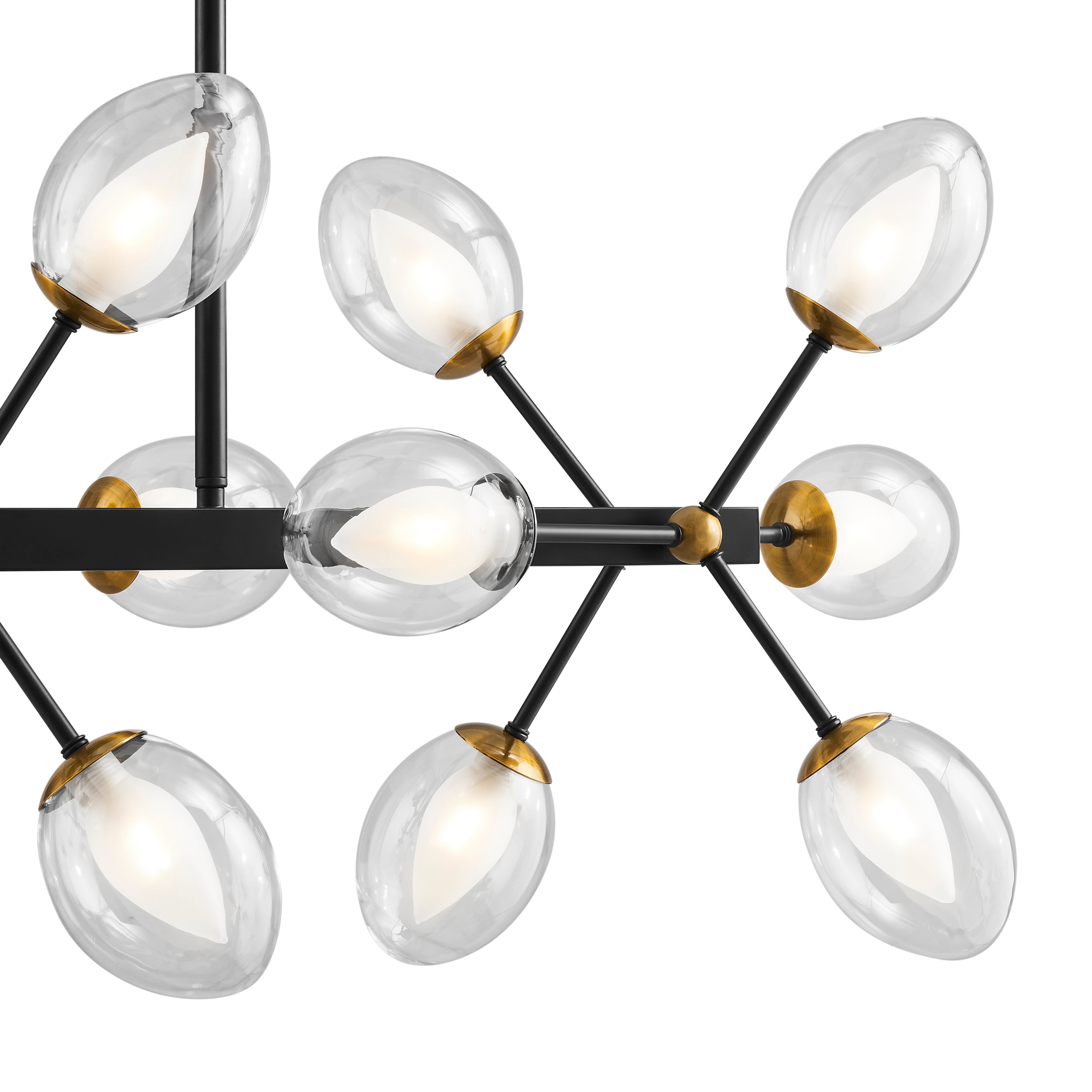 Nodus Crystal Rectangular 18 Lights Chandelier // Black