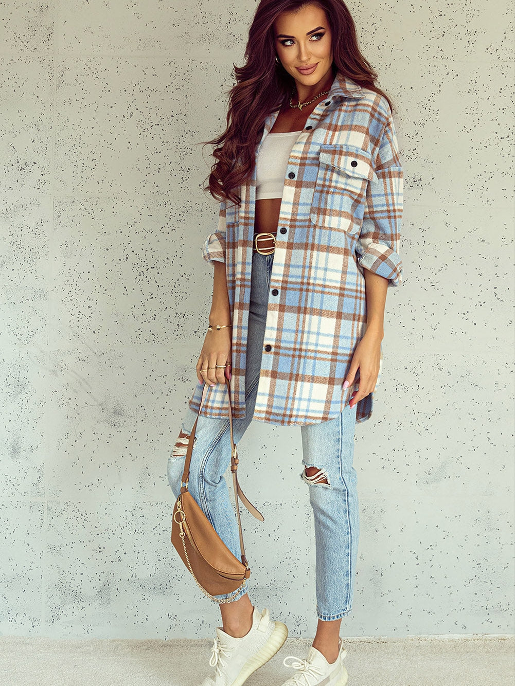 Women's Plaid Shirt Jacket