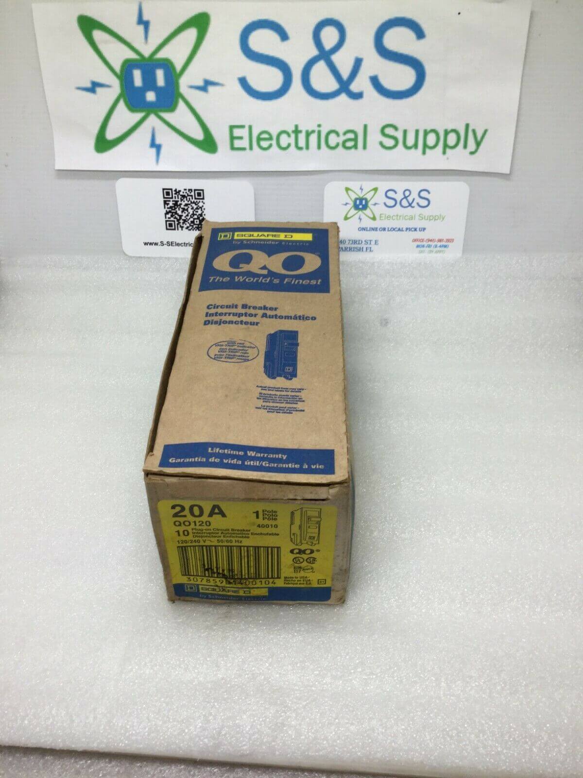 Square D QO120 20 Amp 1 Pole 120/240V Circuit Breaker - Yellow Face