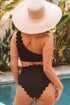 One-Shoulder Scalloped High-Waisted Bikini