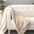 DaDalogy Bedding Champagne Ivory Faux Fur Throw Blanket - Dreamy Gold Geometric Embossed Sherpa Backside - Super Soft Warm Cozy Plush Fluffy