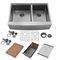 Fregadero de cocina Zeek Farmhouse Workstation de 33" con cubeta 60/40 en bronce mate y negro con accesorios y revestimiento PVD Nano Tech ENZO ZA-B642
