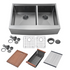 Fregadero de cocina Zeek Farmhouse Workstation de 33" con cubeta 60/40 en bronce mate y negro con accesorios y revestimiento PVD Nano Tech ENZO ZA-B642