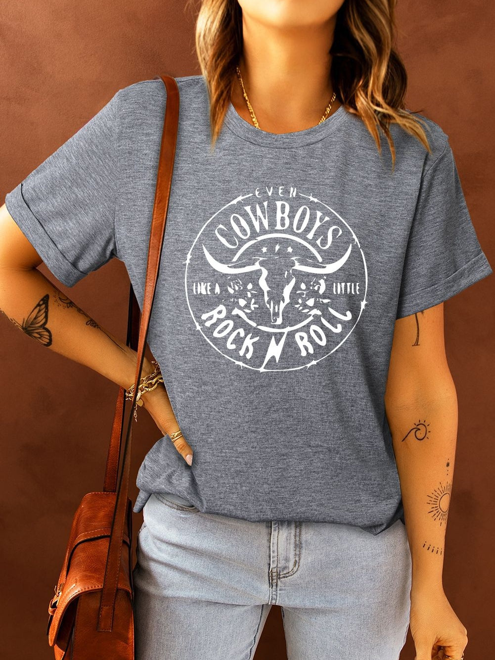 Cow Skull Graphic Tee, Rock n Roll Style
