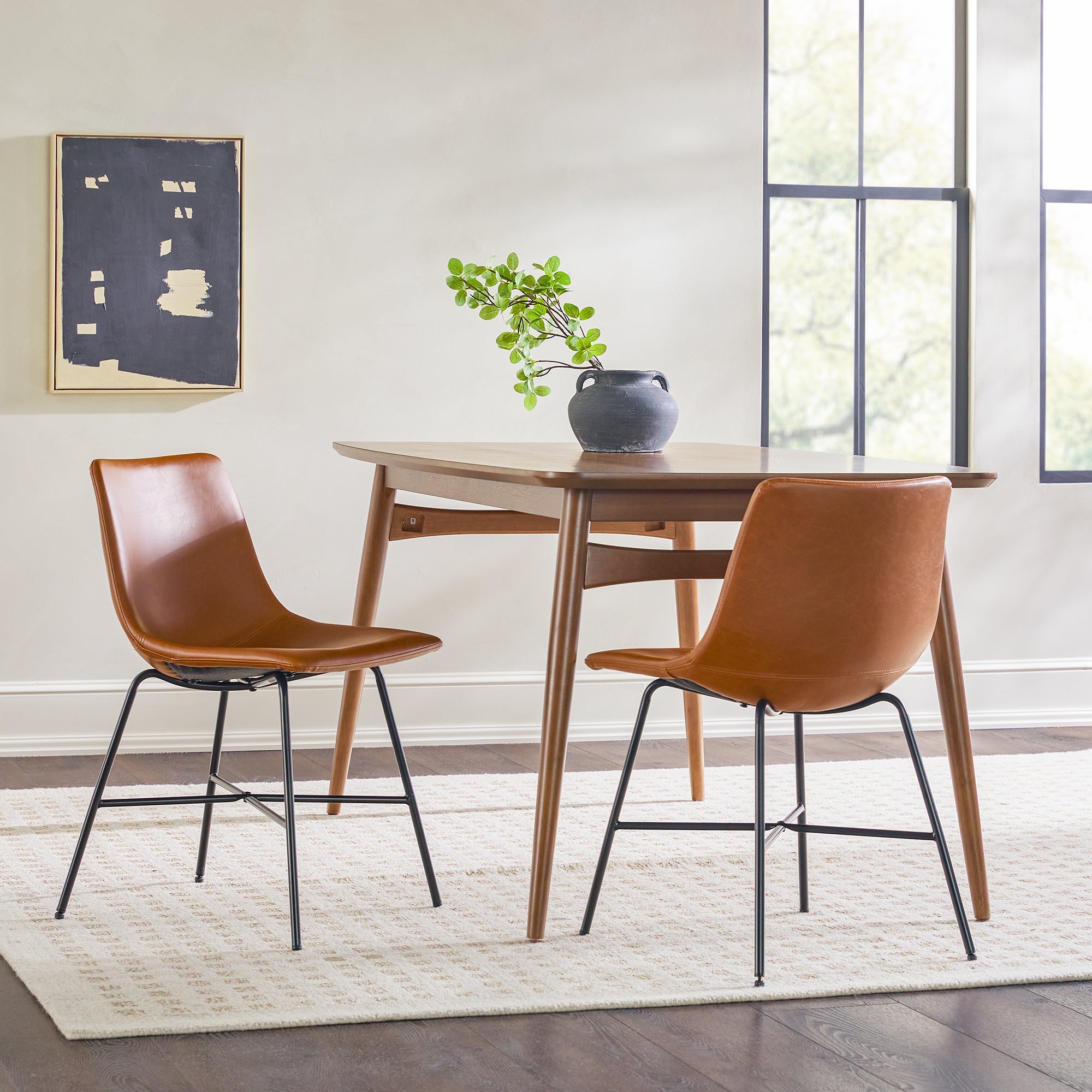 Colección de asientos industriales de piel sintética Xuma Urban (silla de comedor o taburete de bar), juego de 2