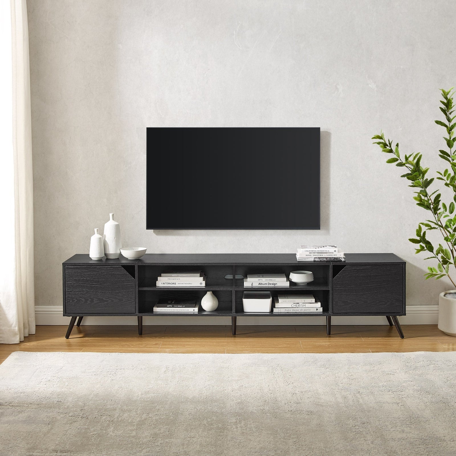 Colección de muebles de TV angulares de estilo moderno de mediados de siglo de Noah