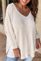 Women's Waffle Knit V-Neck Long Sleeve Tunic Top