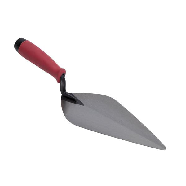 Marshalltown 18586 12" x 5" London Style Brick Trowel with Red Soft Grip Handle