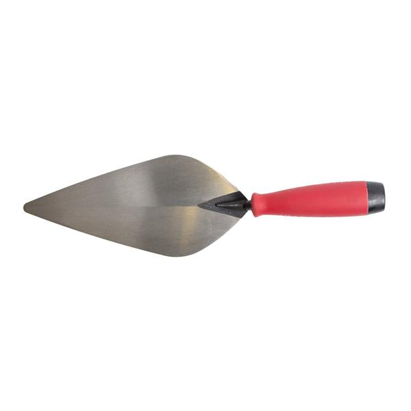 Marshalltown 18586 12" x 5" London Style Brick Trowel with Red Soft Grip Handle