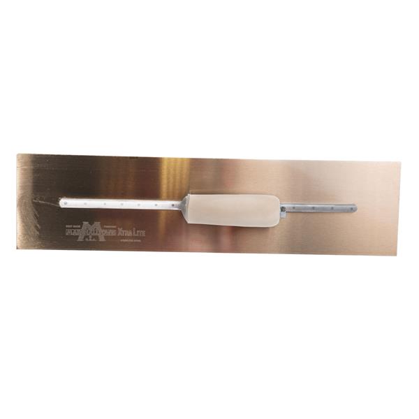 Marshalltown 13408 20 X 5 Golden Stainless Steel Finishing Trowel Curved Wooden Handle