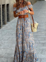 Relaxed Fit Off-Shoulder Floral Jumpsuit