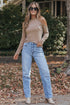 Open Shoulder Distressed Long Sleeve Top