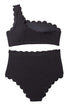 One-Shoulder Scalloped High-Waisted Bikini