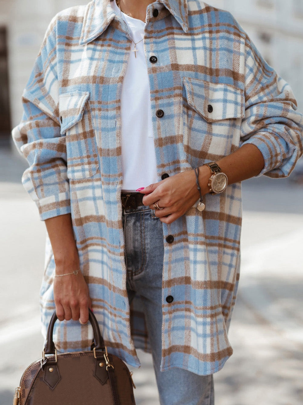 Women's Plaid Shirt Jacket