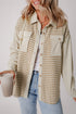 Long-Sleeve Corduroy Button-Down Shirt with Houndstooth