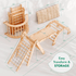 5 in 1 Montessori Climbing Set: Triangle Ladder + Arch/Rocker + Slide Board/Ramp + Netting rope + Cushion