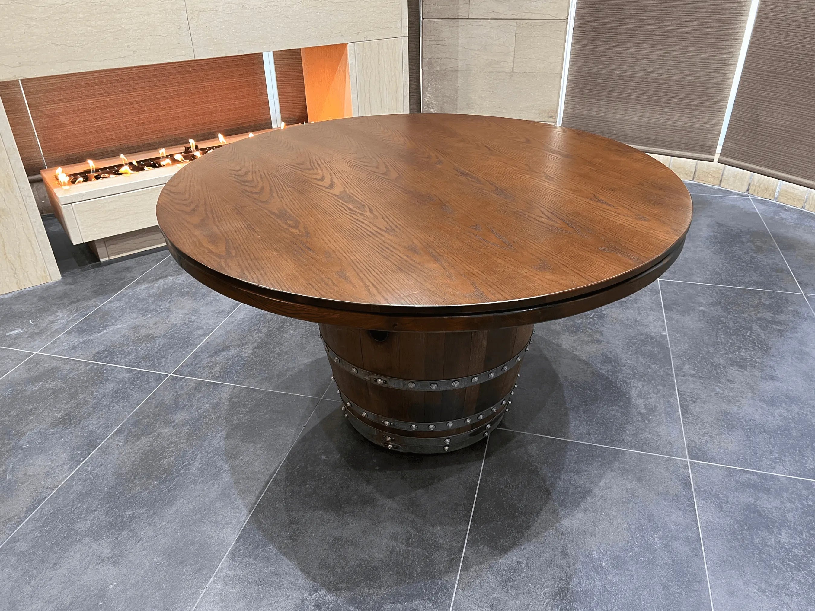 Juego de póker de barril de vino azul marino oscuro con tablero extraíble - Mesa de juego y silla de barril - Mesa de barril de vino para comer y póker