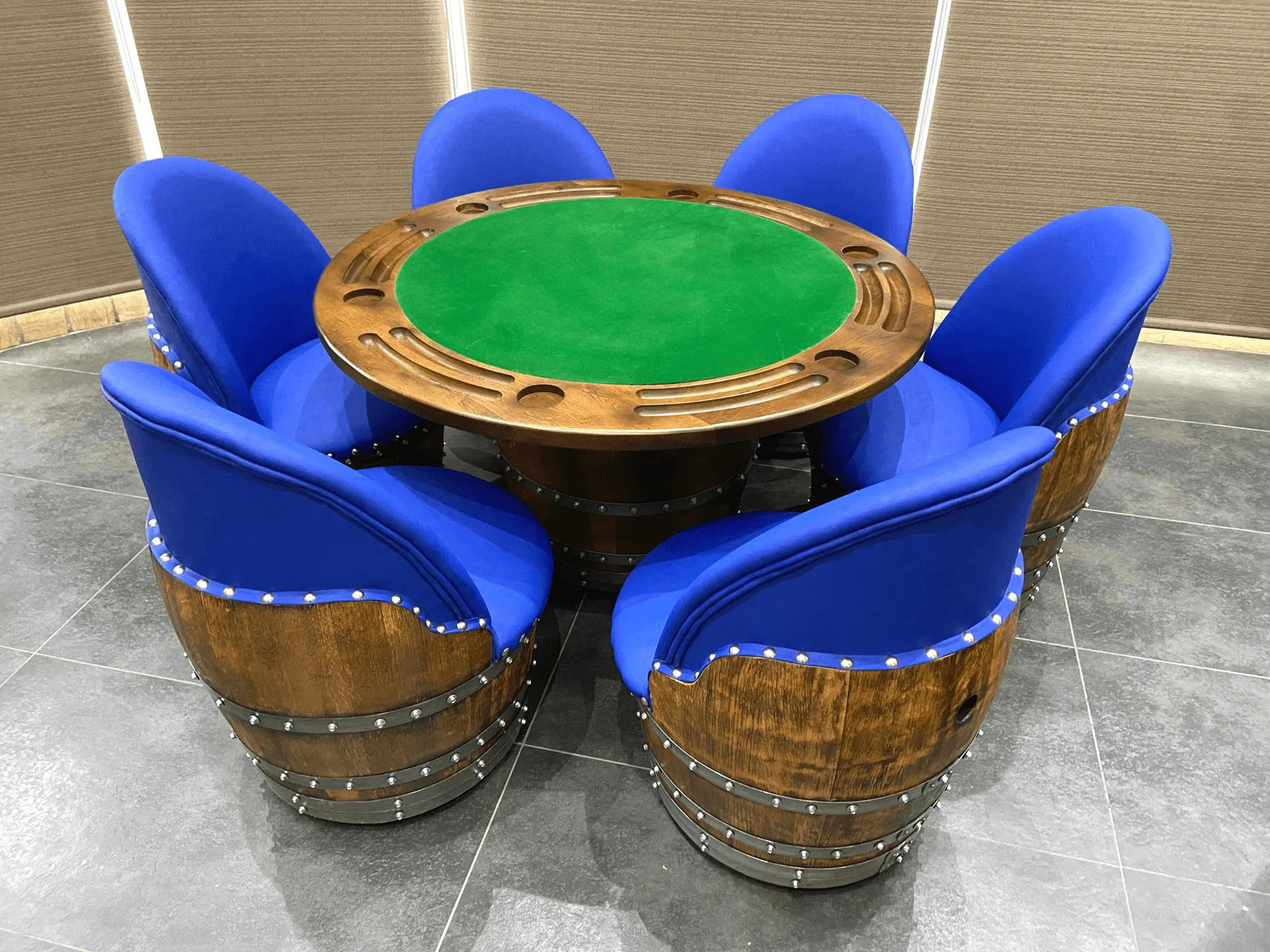 Juego de póker de barril de vino con tablero extraíble - Mesa de juego y silla de barril - Mesa de barril de vino para comer y póker