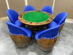 Juego de póker de barril de vino con tablero extraíble - Mesa de juego y silla de barril - Mesa de barril de vino para comer y póker