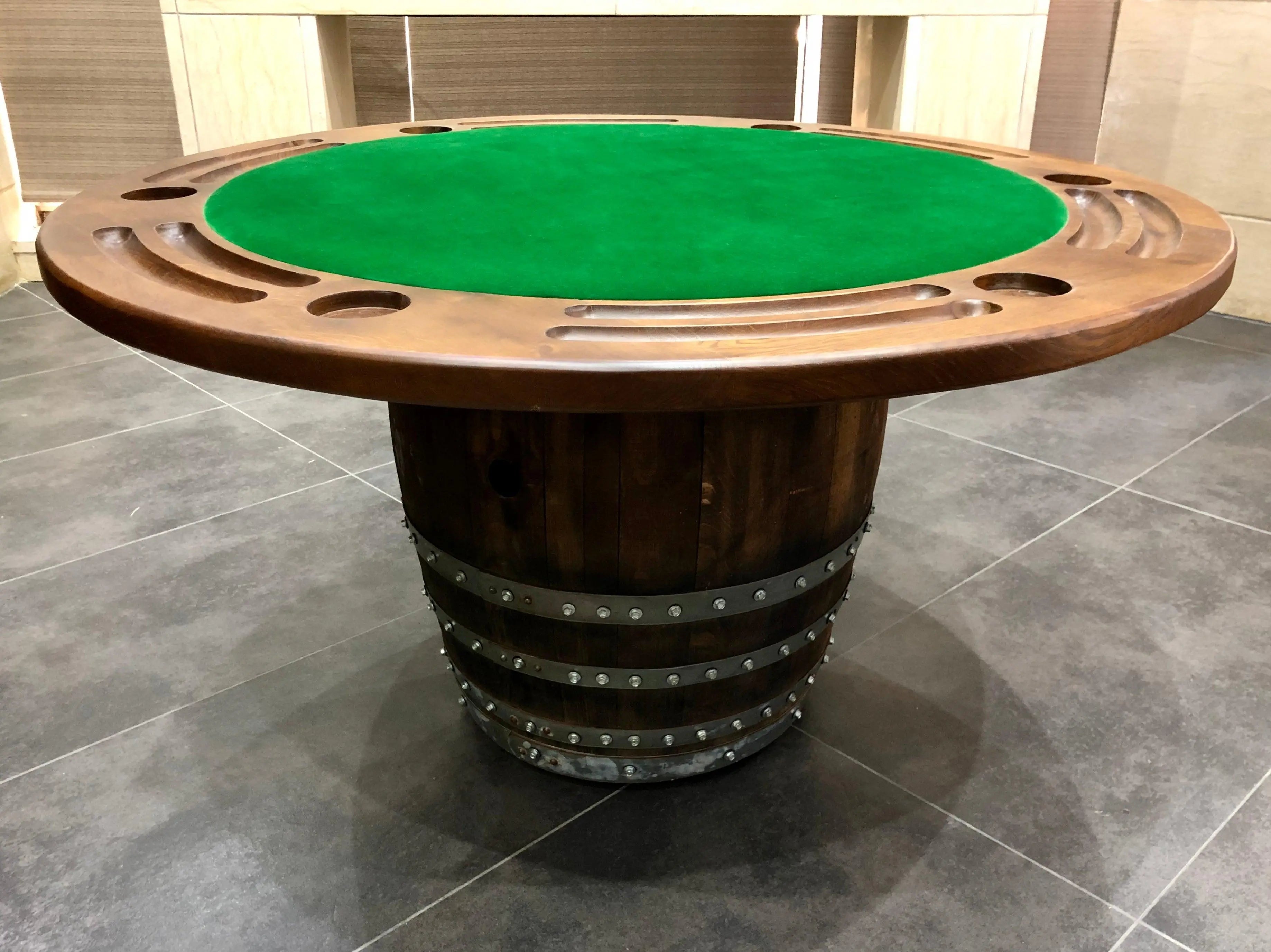 Juego de póker de barril de vino con tablero extraíble - Mesa de juego y silla de barril - Mesa de barril de vino para comer y póker