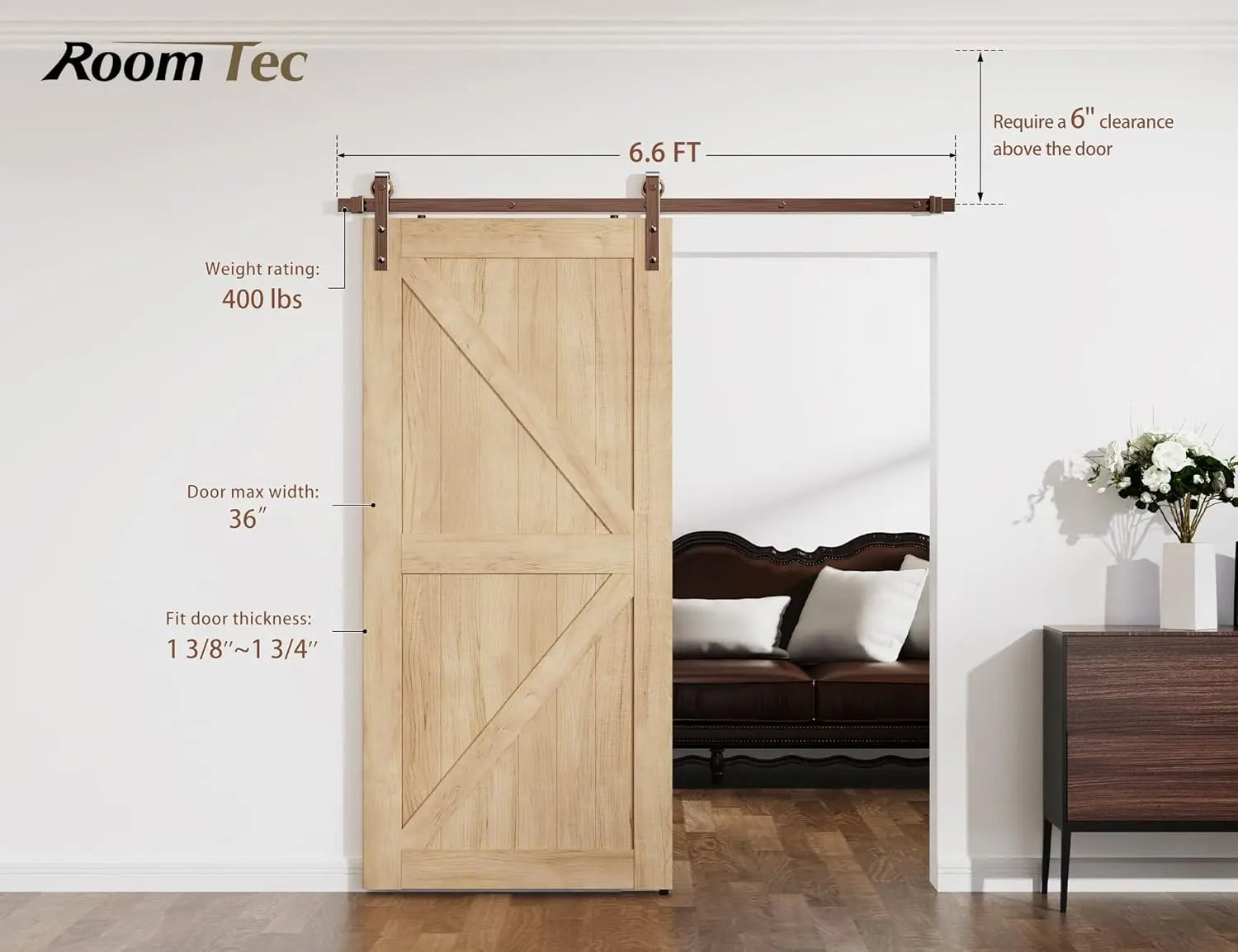 6.6FT Colorful Sliding Barn Door Track Kit for 1 Doors, J Shape(No Door)