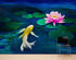 Mural de pared con pintura de pez koi y nenúfar rosa. N.º 6000