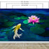 Mural de pared con pintura de pez koi y nenúfar rosa. N.º 6000