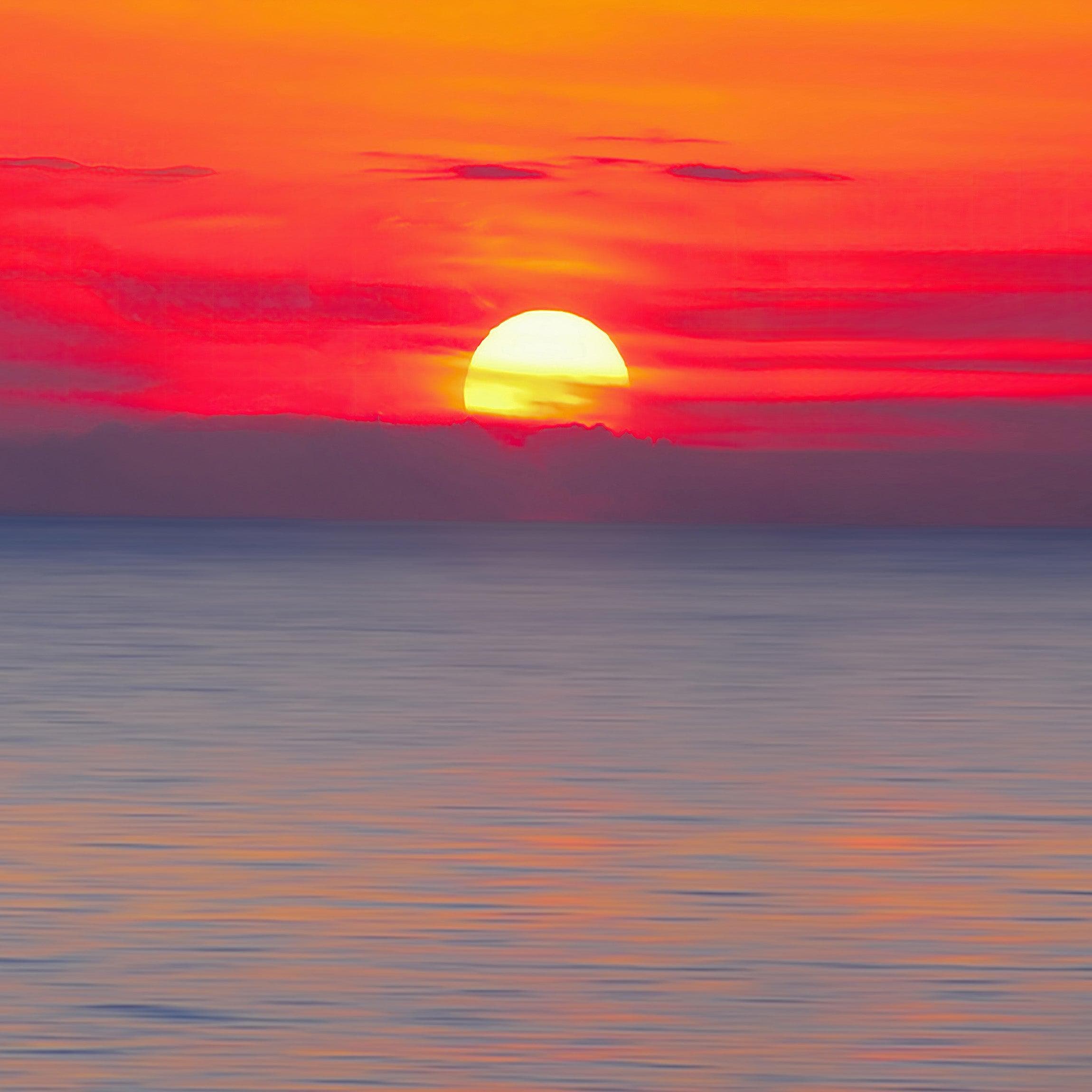 Adhesivo para pared con puesta de sol sobre la playa y cielo rojo n.° 6005