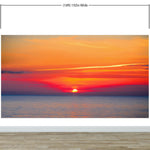 Adhesivo para pared con puesta de sol sobre la playa y cielo rojo n.° 6005